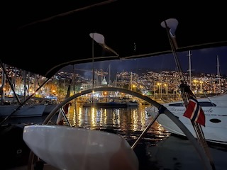 Marina Funchal at night, view from Tealie. Day 12/44 * 6 November 2022