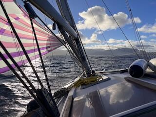 Approaching Caniçal Shipyard. Ilhéu do Farol to the right. Day 11/44 * 5 November 2022